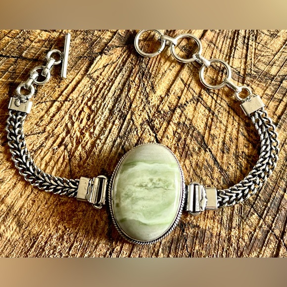 Green Larsonite “Petrified Bog Wood” Bracelet - Picture 3 of 7